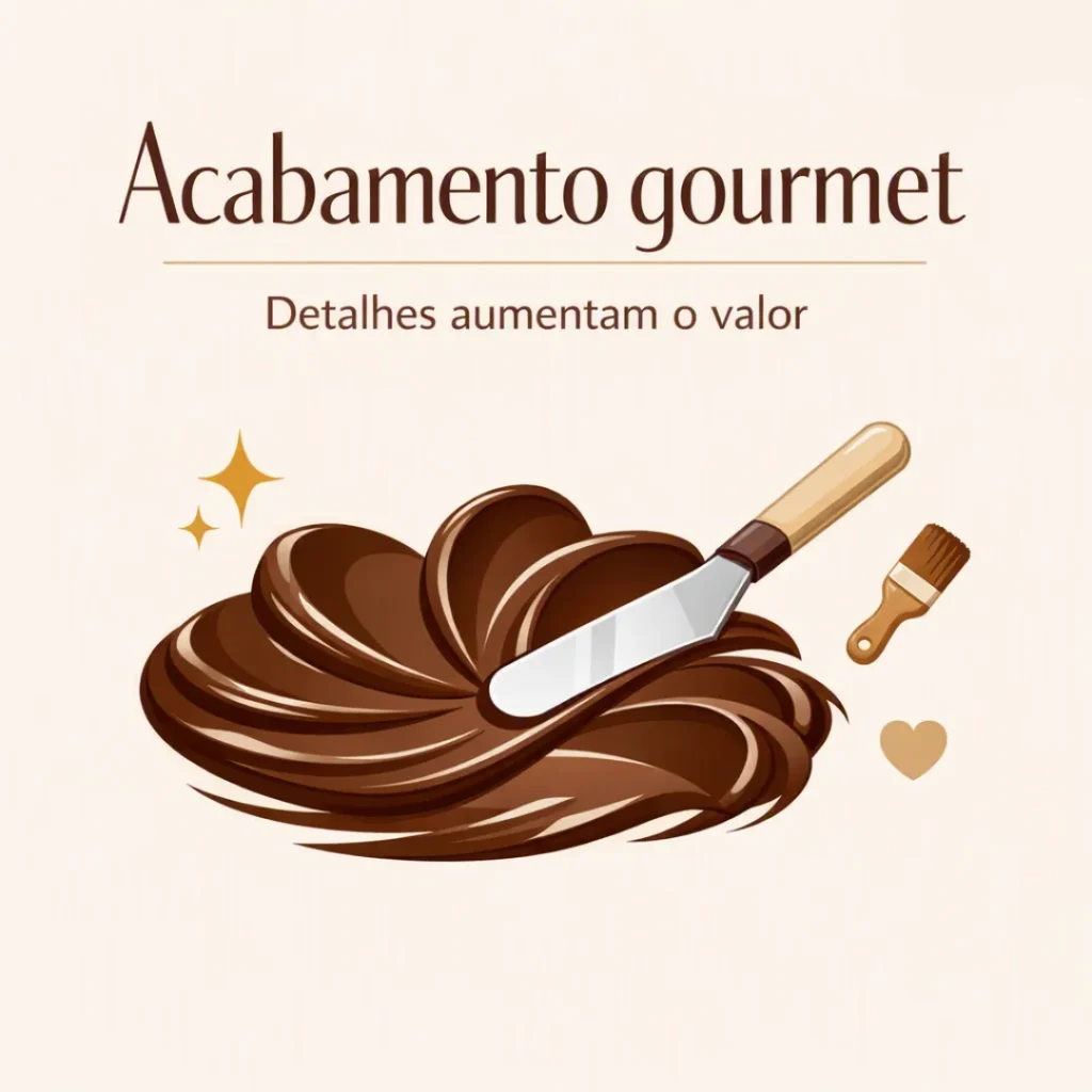 Acabamento gourmet com ganache valorizando fatias de bolo caseiro