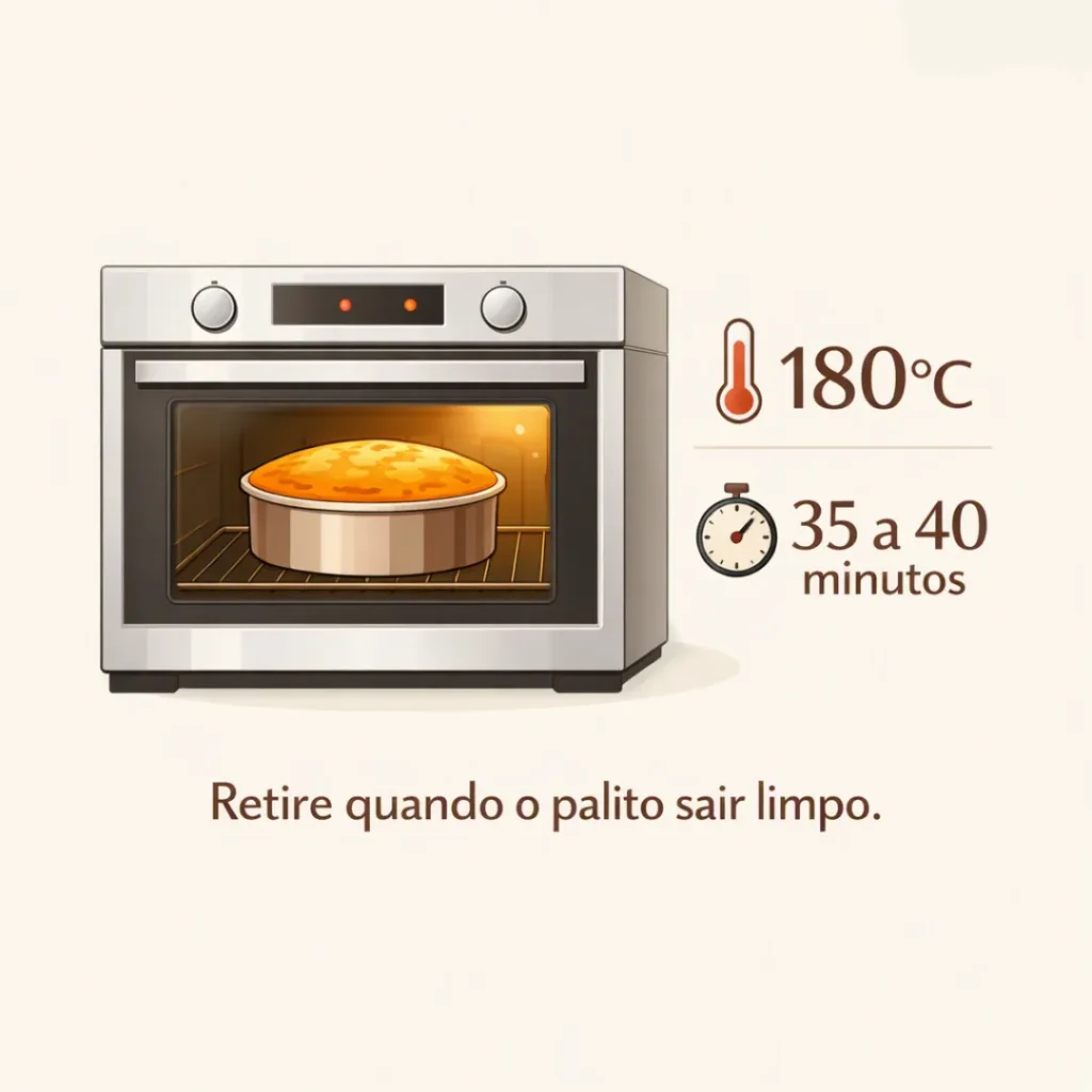 Tempo e temperatura para assar bolo caseiro simples.