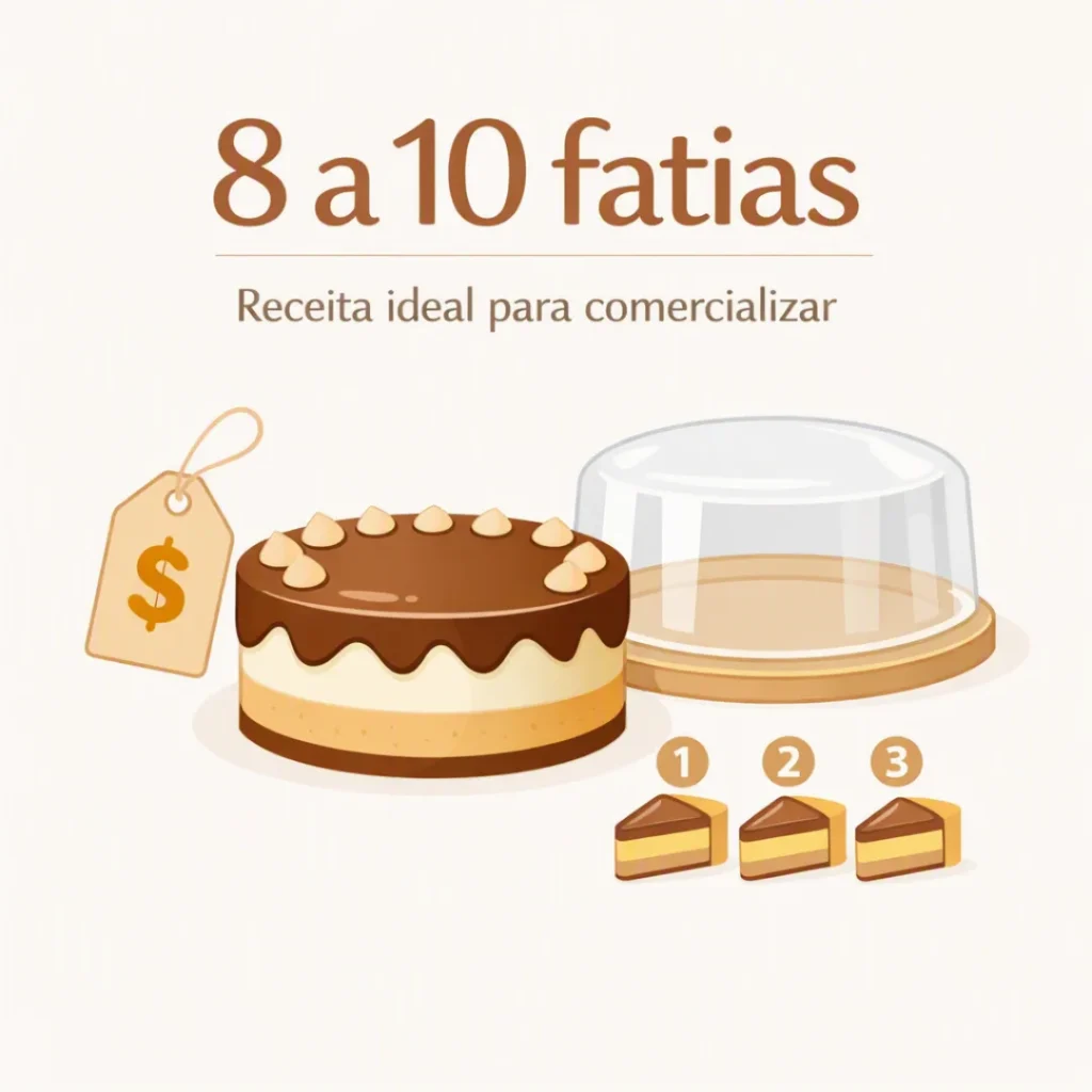 Bolo caseiro gourmet com rendimento de 8 a 10 fatias para venda