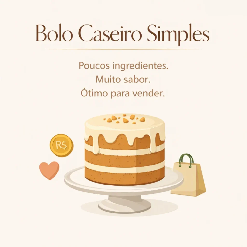 Bolo caseiro simples para vender com massa fofinha.