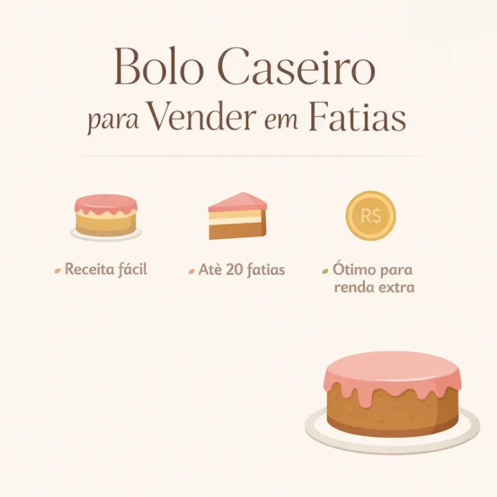 Receita de bolo caseiro vender fatia para começar uma renda extra