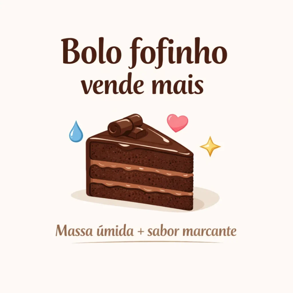 Bolo de chocolate fofinho com massa úmida para vender.