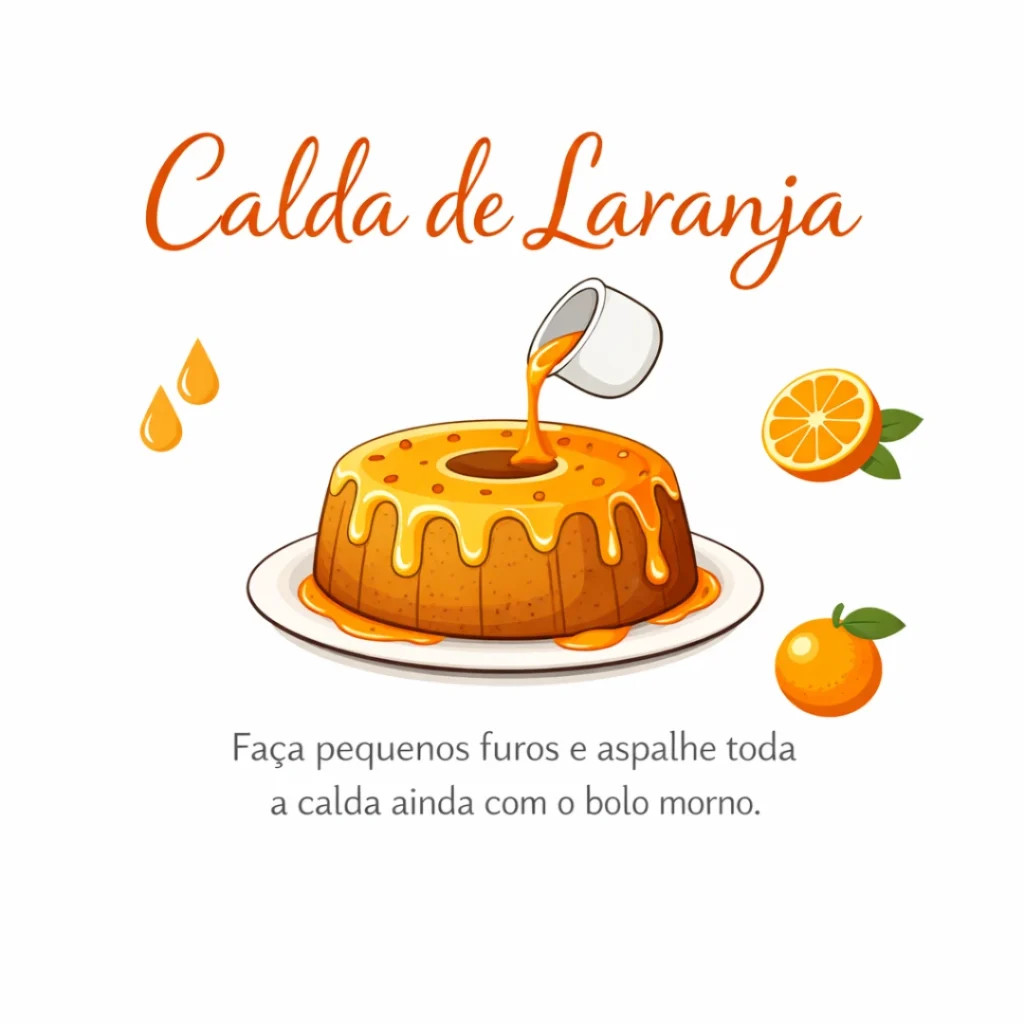 Calda de laranja deixando o bolo caseiro mais úmido e saboroso.