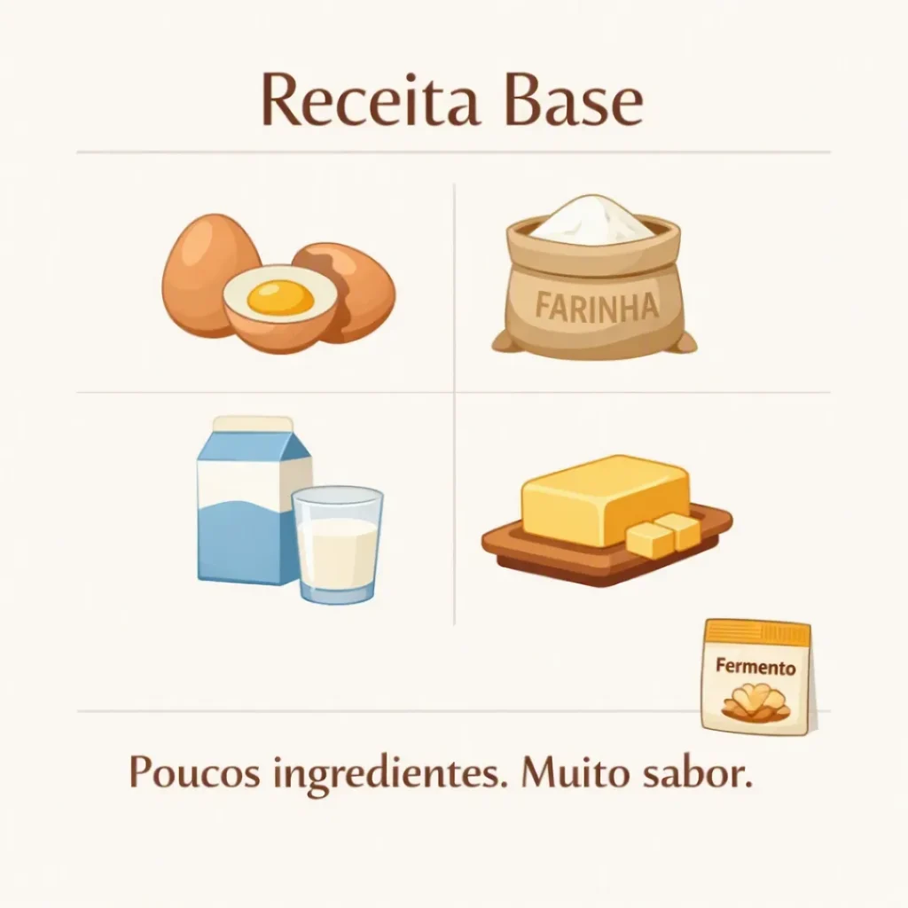 Ingredientes da receita de bolo caseiro para vender.