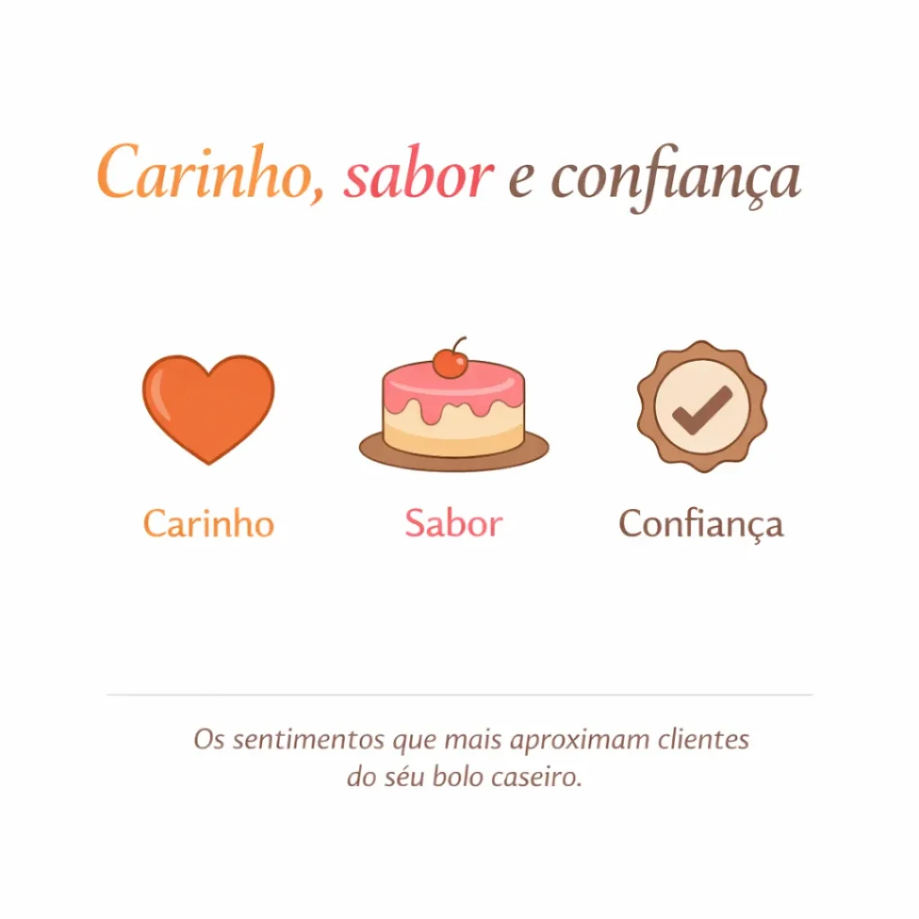 Carinho, sabor e confiança para divulgar bolo caseiro.