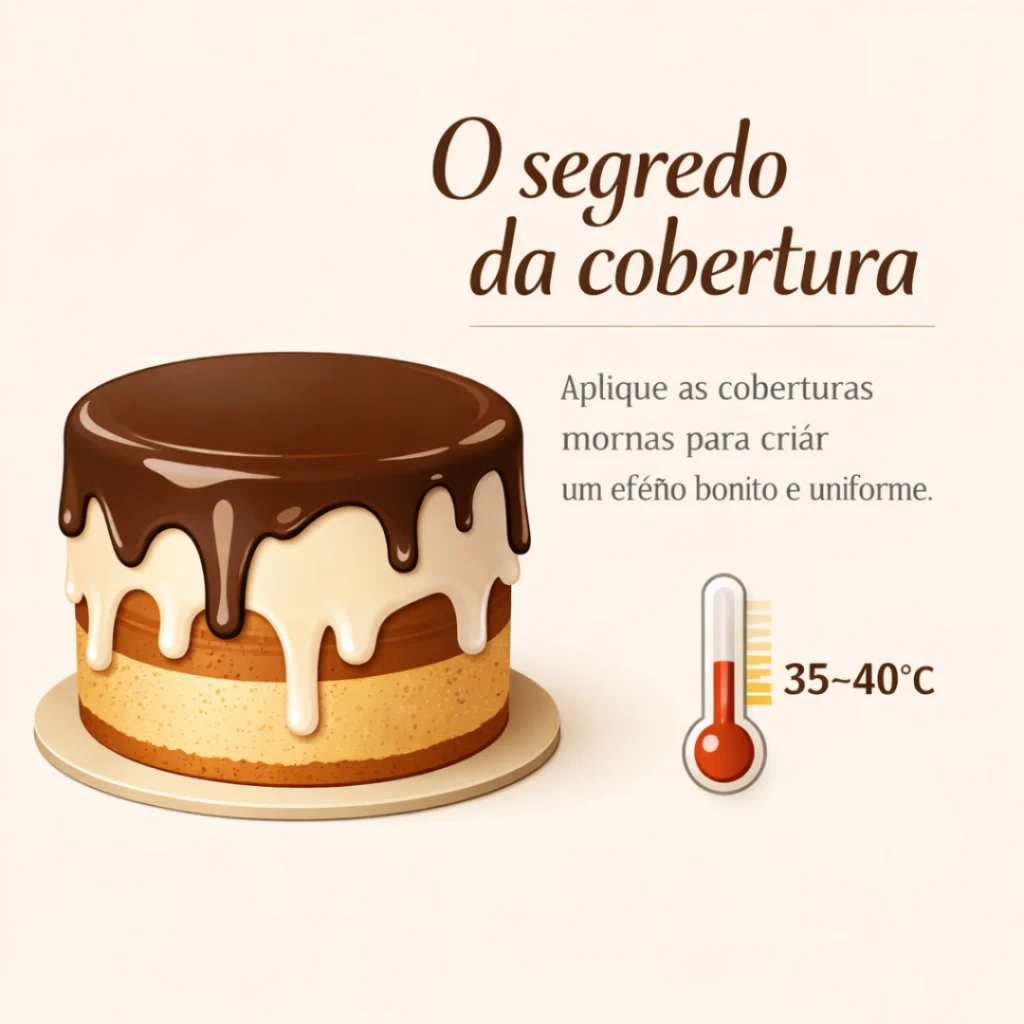 Cobertura de brigadeiro gourmet para bolo caseiro decorado.
