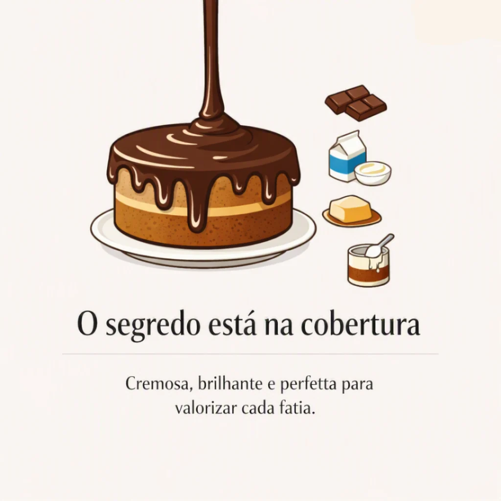 Cobertura cremosa de chocolate para bolo caseiro.