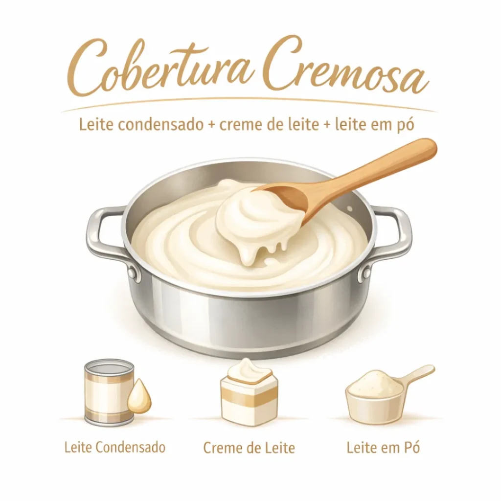 Cobertura cremosa de leite Ninho para bolo caseiro de morango para vender