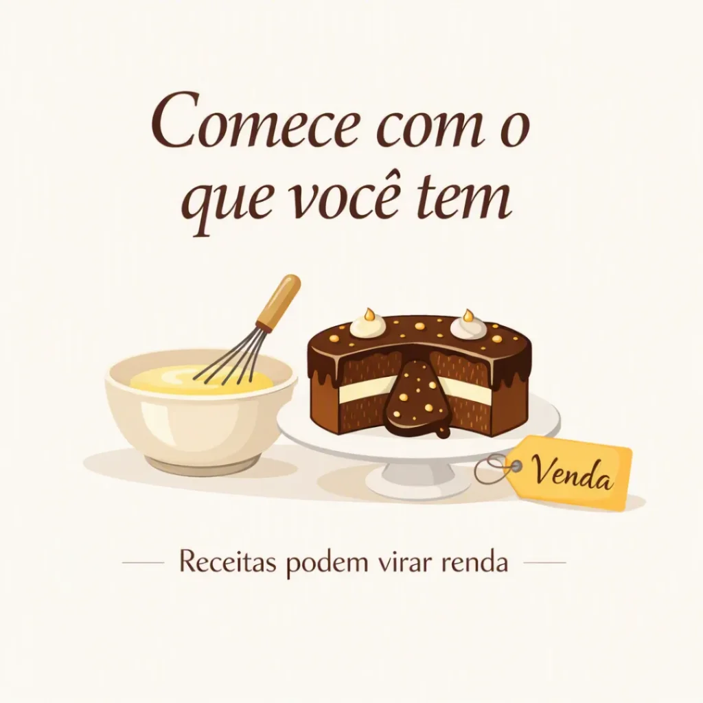 Mulher preparando bolos para criar uma nova fonte de renda