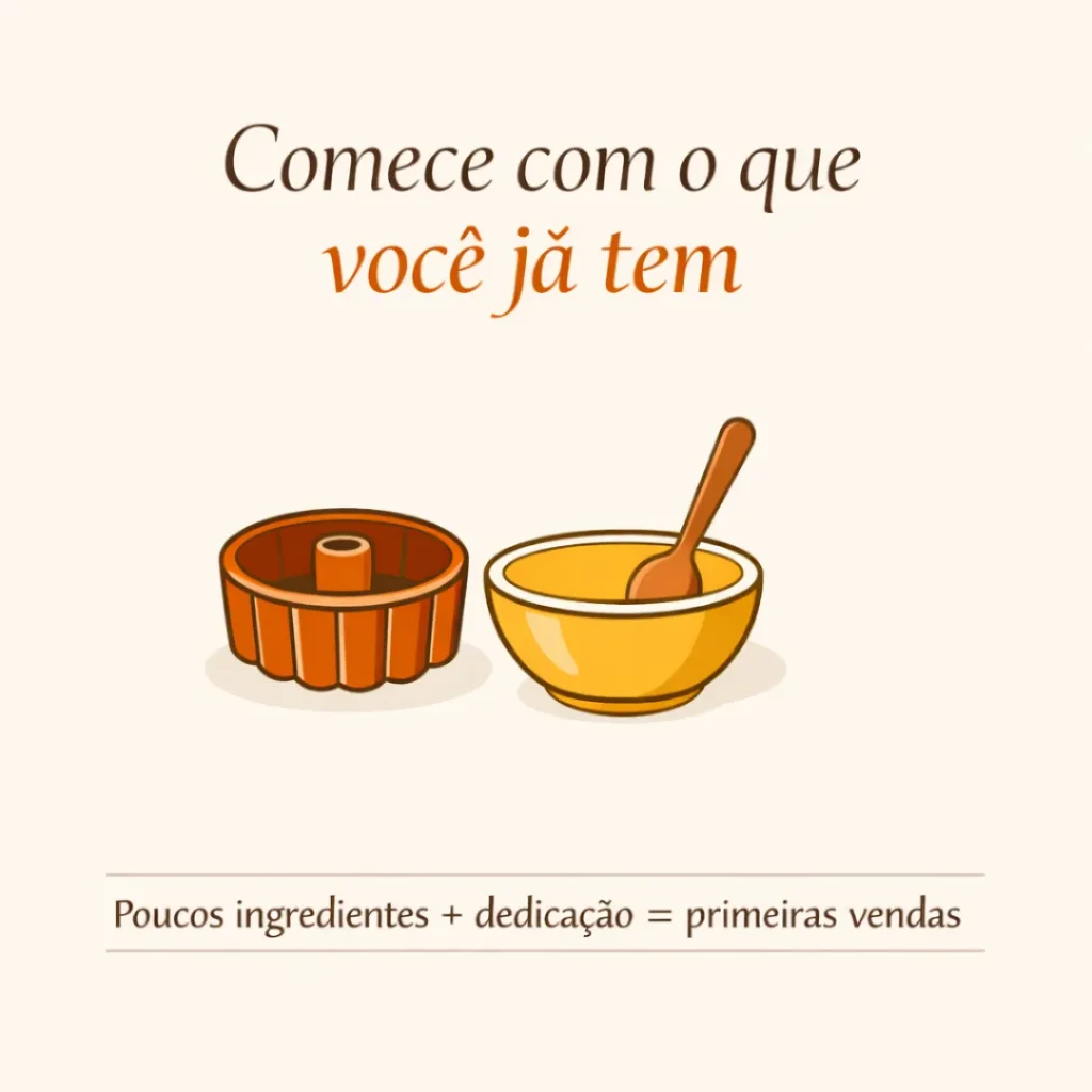 Ilustração de ingredientes básicos para começar a vender bolo caseiro
