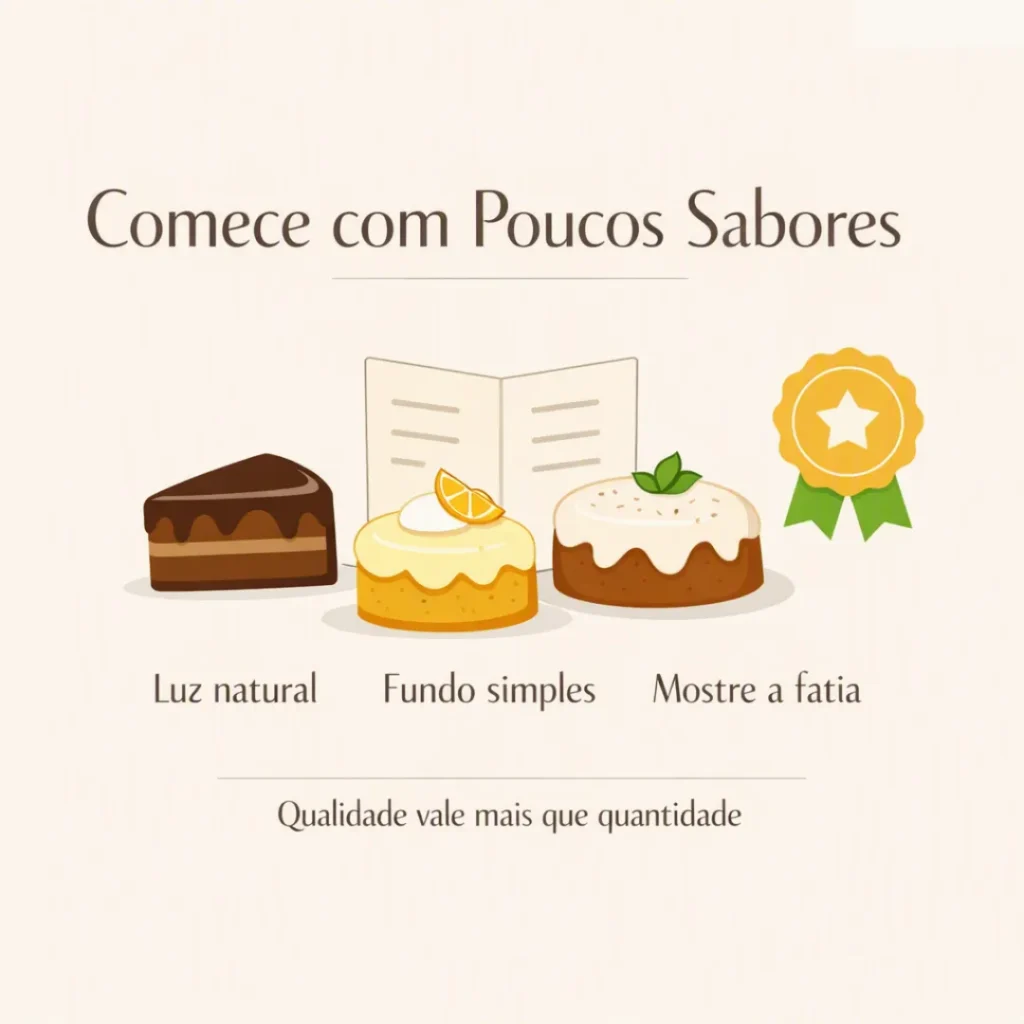 Comece vendendo poucos sabores de bolo caseiro.