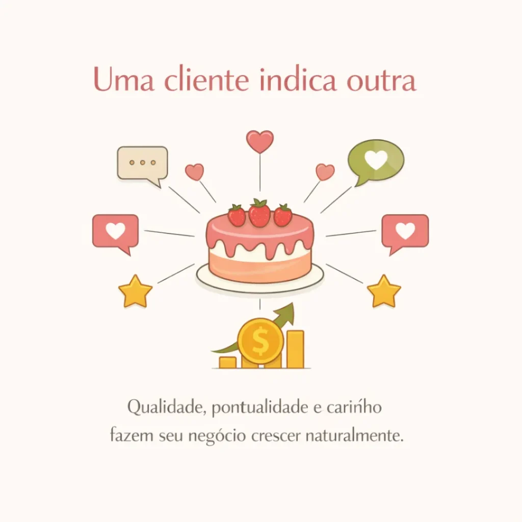 Estratégias para conquistar as primeiras clientes vendendo bolo caseiro em casa.