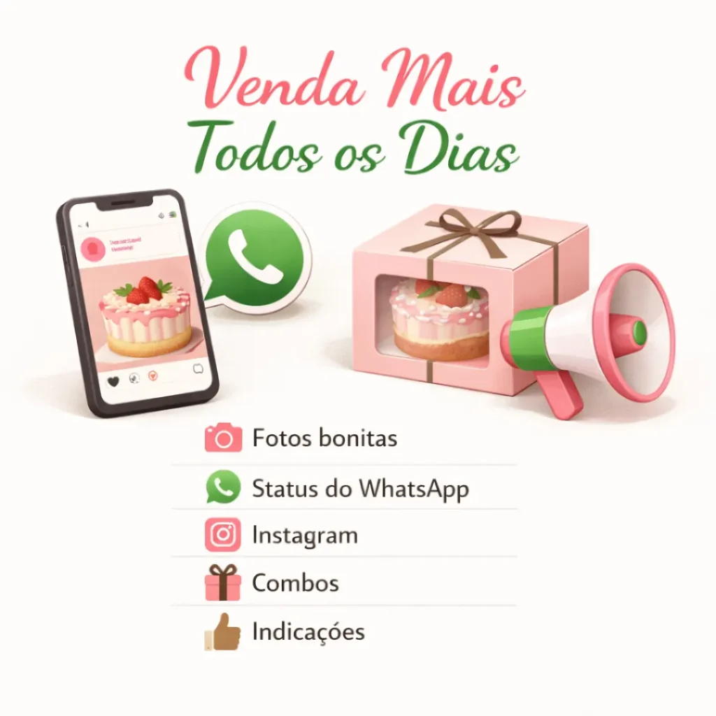 Estratégias para vender bolo pra vender caseiro usando redes sociais e WhatsApp.
