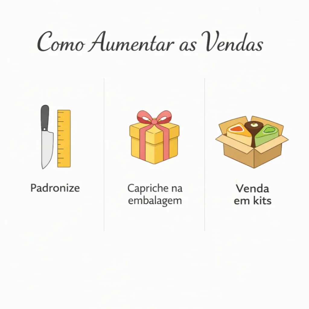 Estratégias para vender mais pedaços de bolo caseiro.
