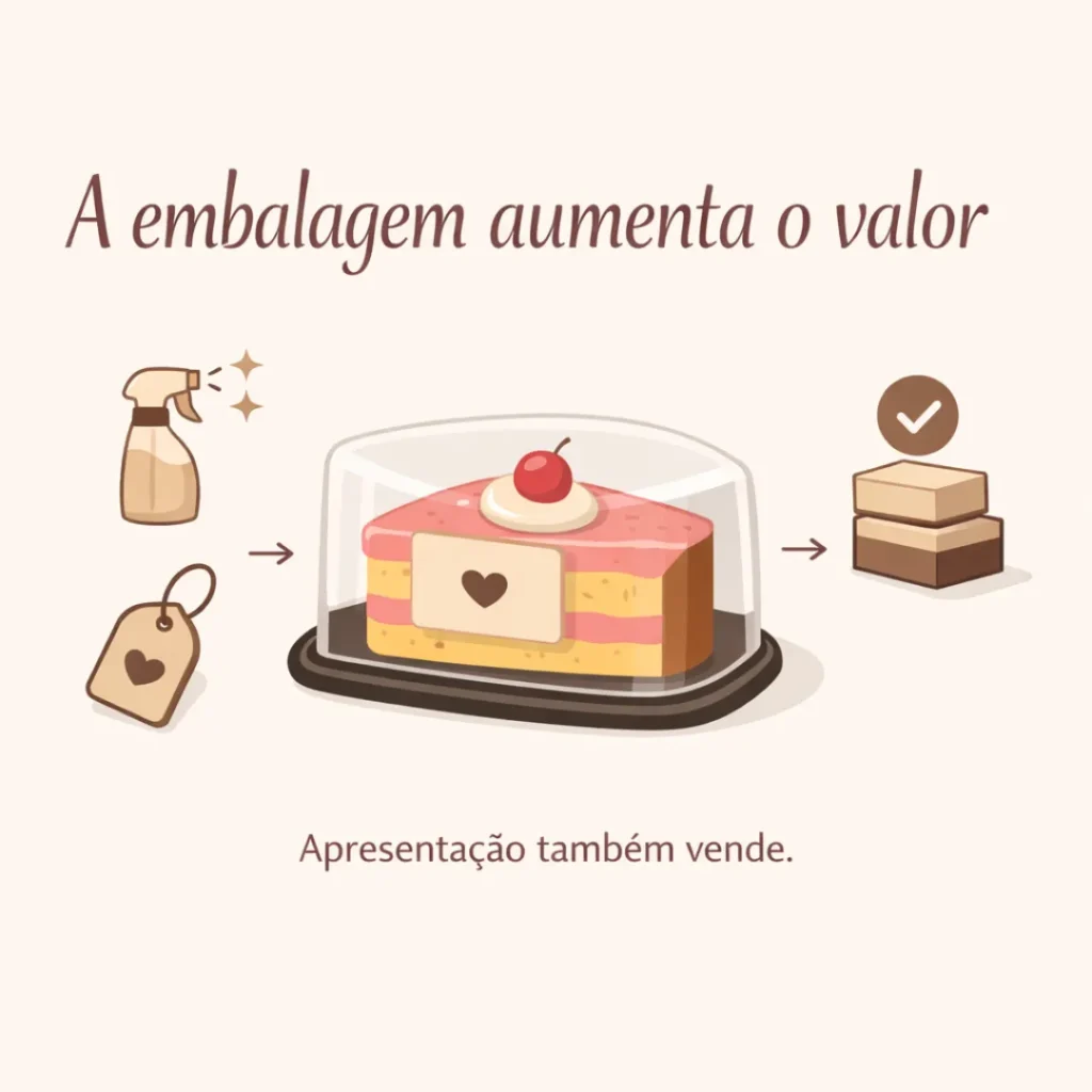 Embalagem transparente para vender fatias de bolo caseiro