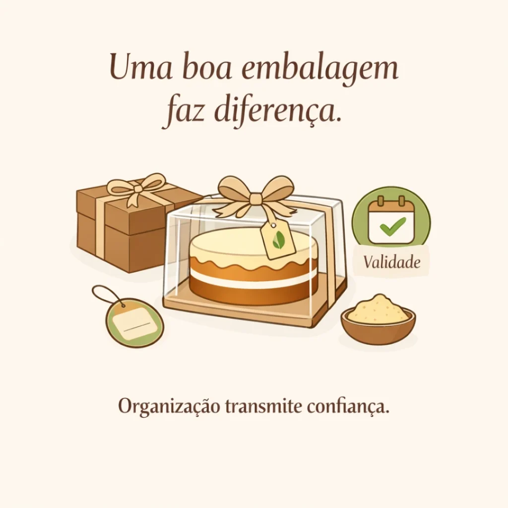 Embalagem bonita para vender bolo caseiro