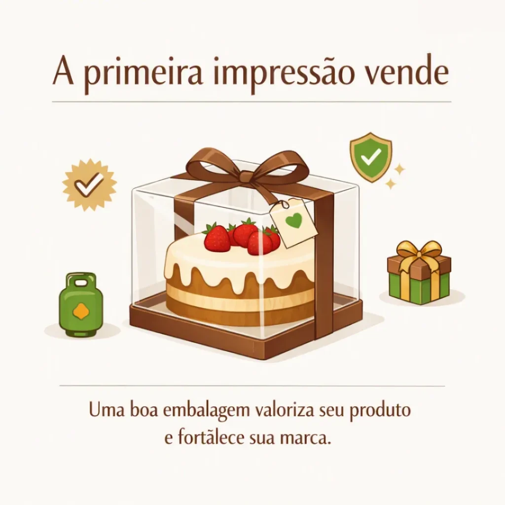 Embalagem para valorizar bolo caseiro simples para vender