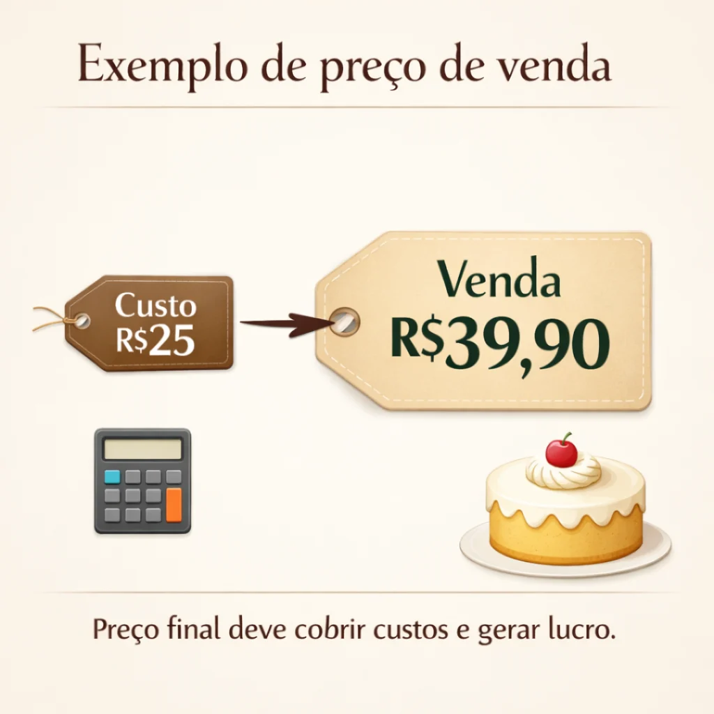 Exemplo de cálculo do preço de venda de bolo caseiro