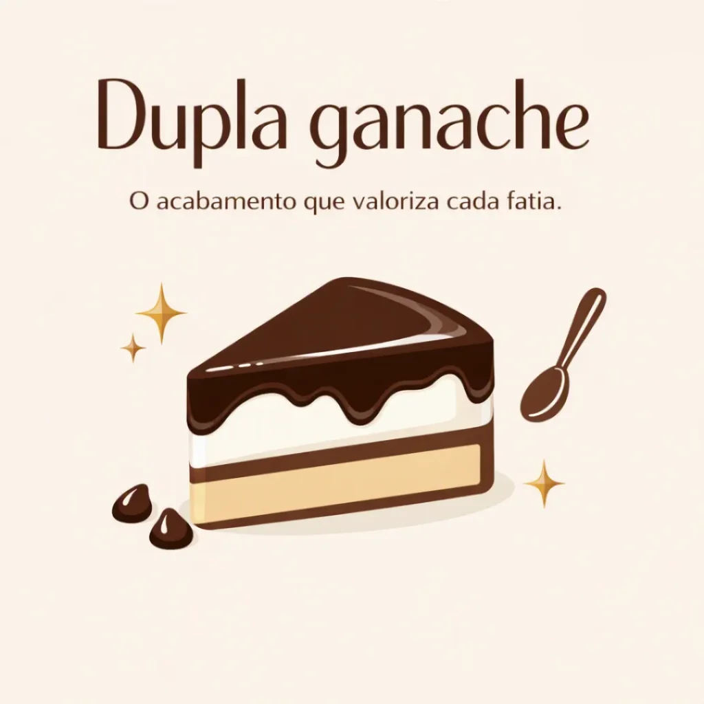 Fatia de bolo caseiro para vender com cobertura dupla de ganache gourmet