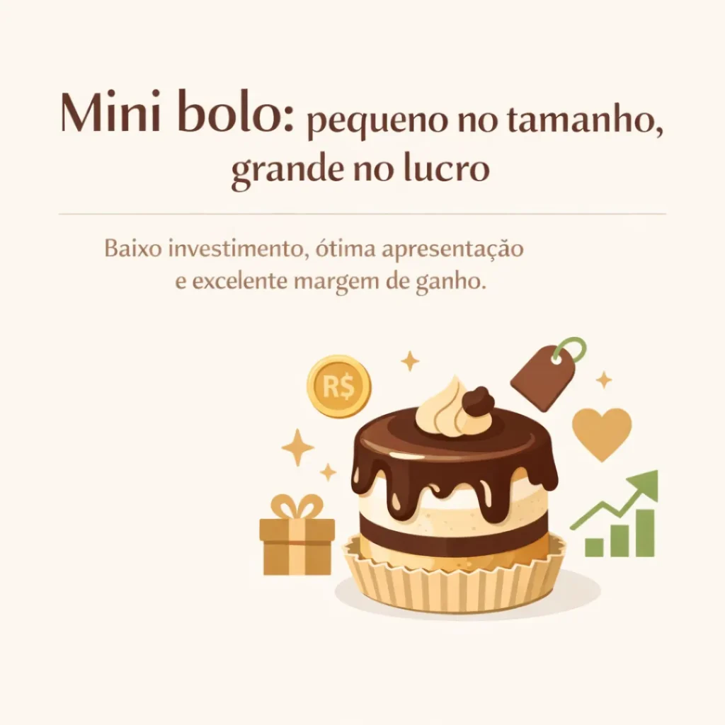 Mini bolo caseiro pra vender com receita fácil, ótima apresentação e excelente margem de lucro.