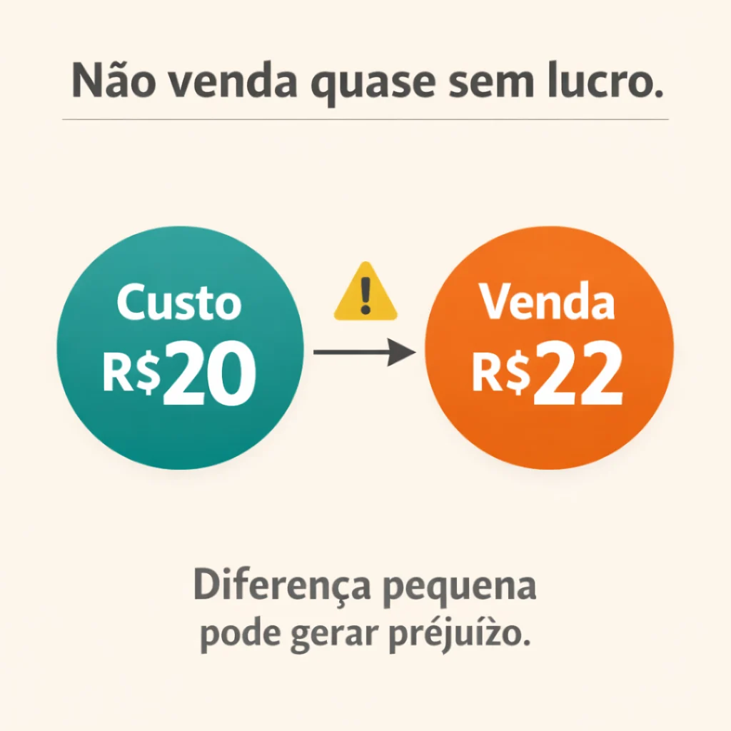 Diferença entre custo e venda com lucro baixo no bolo caseiro