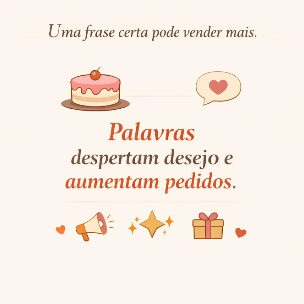Palavras que despertam desejo para vender bolo caseiro.