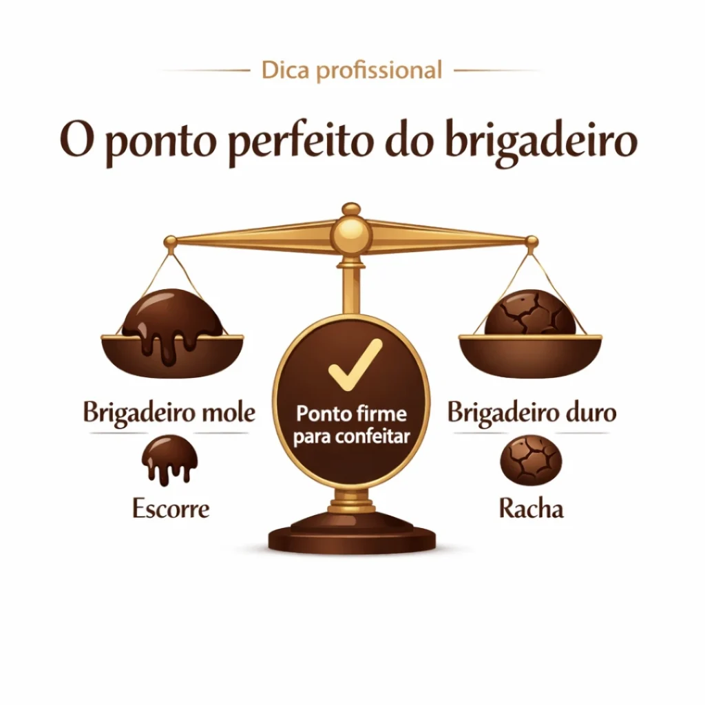 Ponto ideal do brigadeiro para decorar bolo caseiro.
