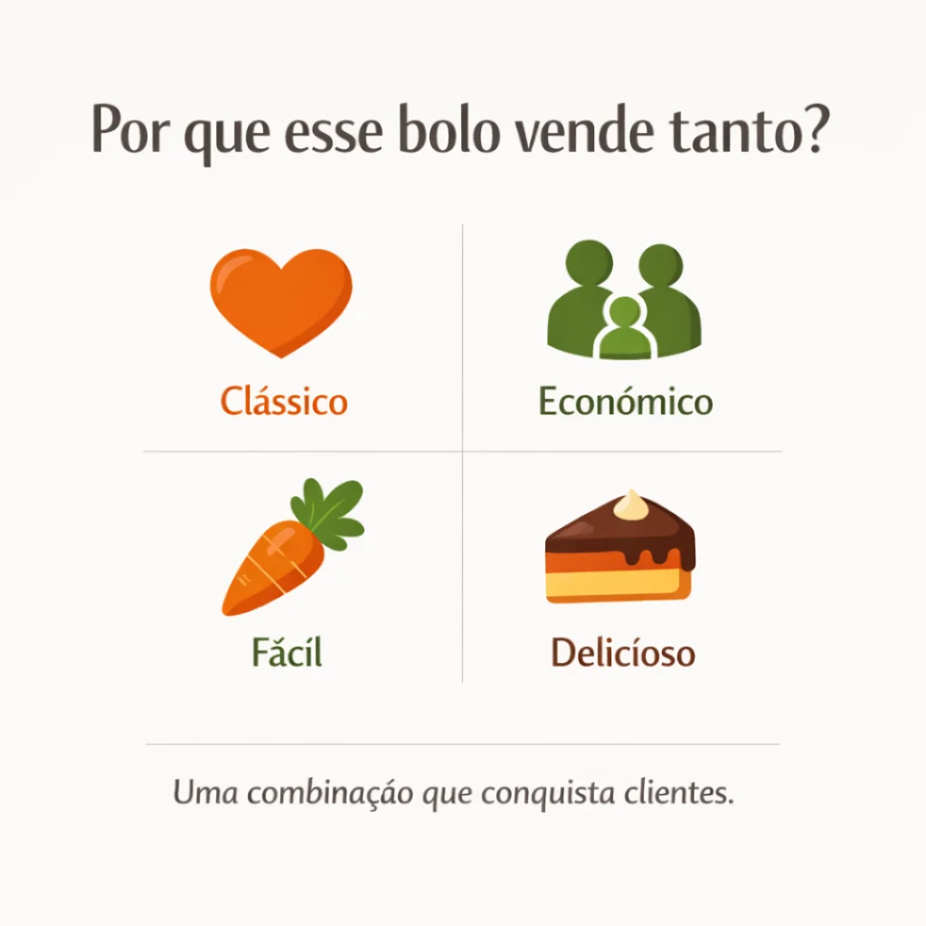 Motivos que fazem o bolo de cenoura vender muito.