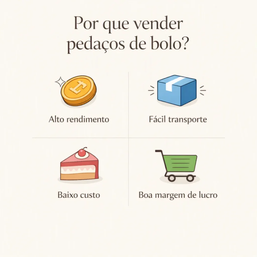 Vantagens de vender pedaços de bolo caseiro.