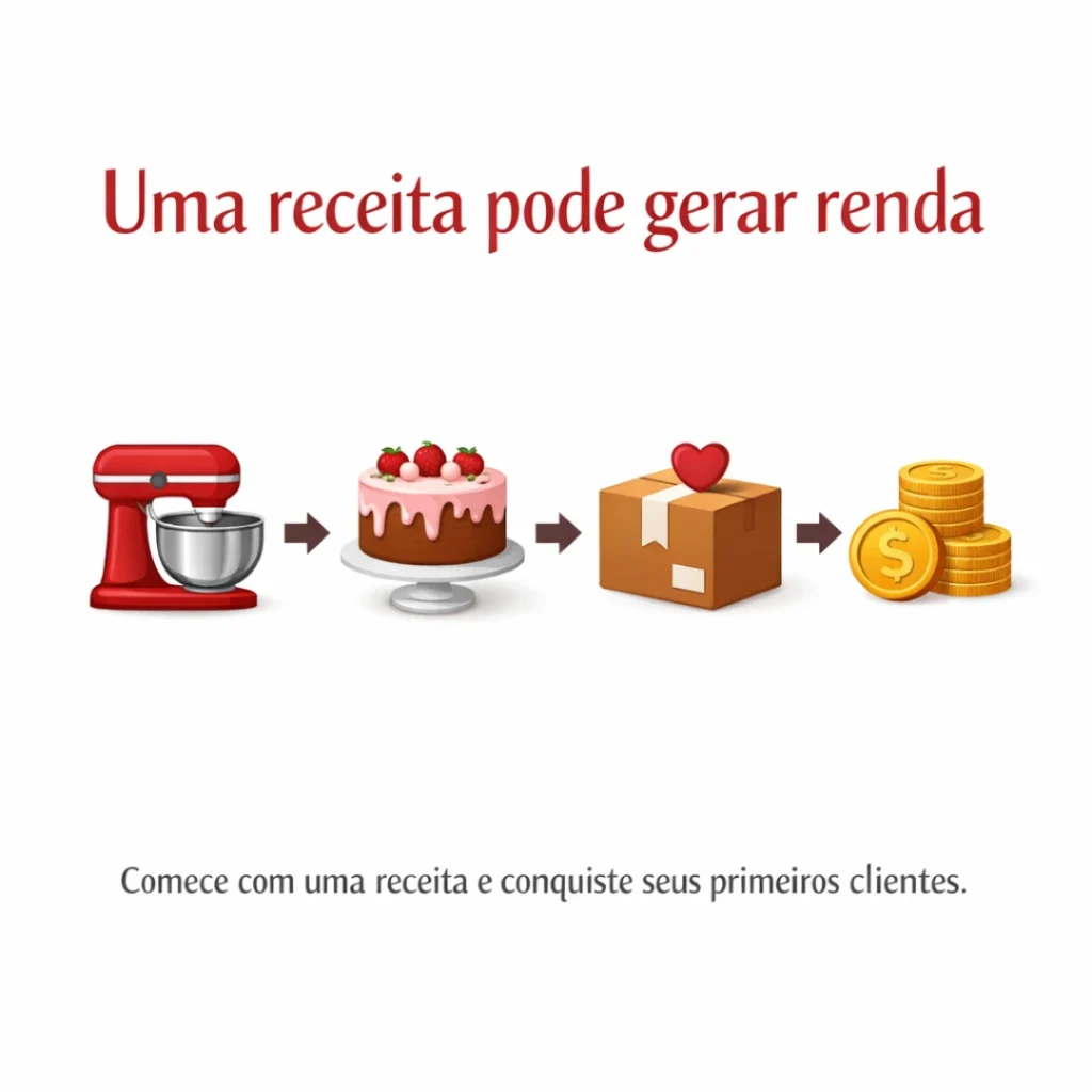 Receita de bolo caseiro pra vender como oportunidade de renda.
