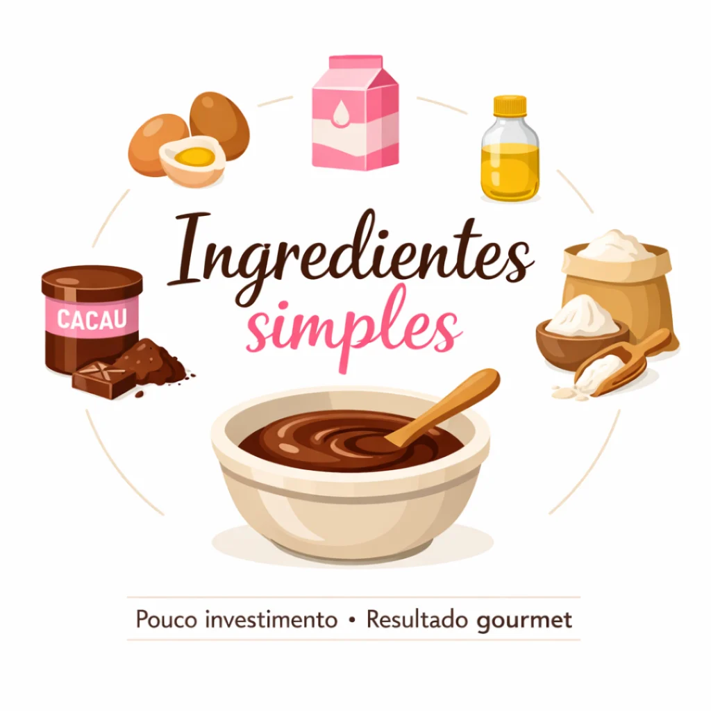 Ingredientes da receita de bolo caseiro para vender Bolo Vulcão Gourmet.