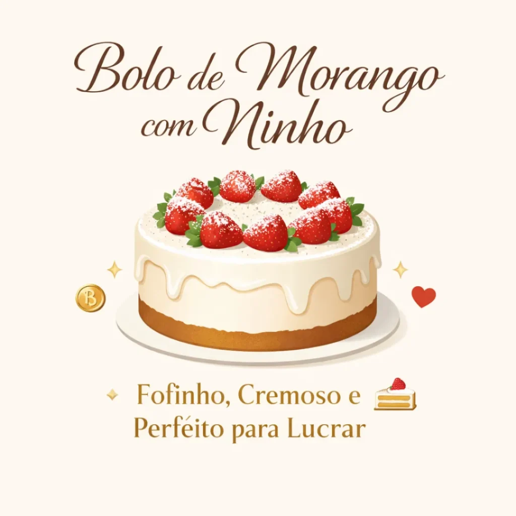 Receita de bolo caseiro para vender de morango com leite Ninho, fofinho, cremoso e ideal para lucrar