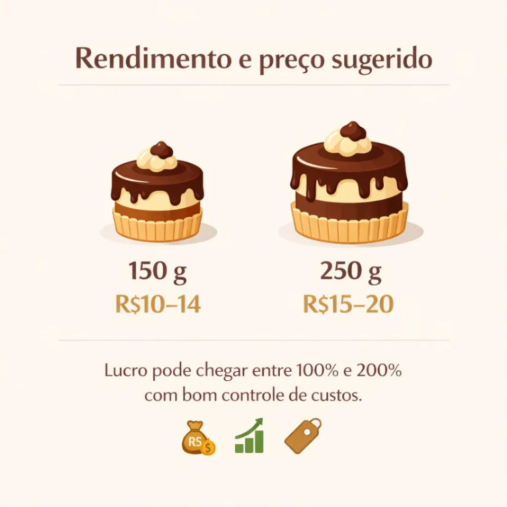 Rendimento e preço sugerido para mini bolo caseiro pra vender.