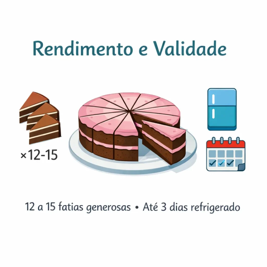 Rendimento, peso e validade do bolo caseiro de morango com leite Ninho