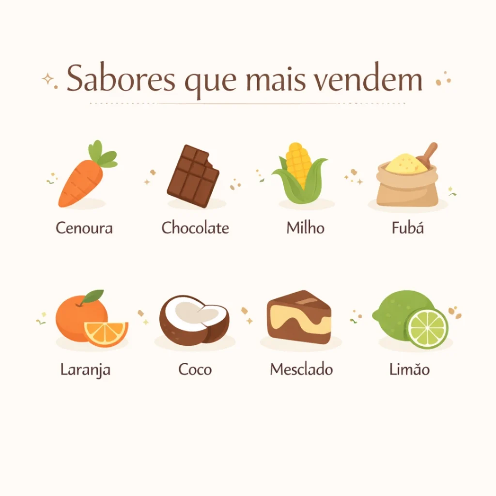 Sabores de bolo caseiro que fazem sucesso para vender e conquistar clientes.