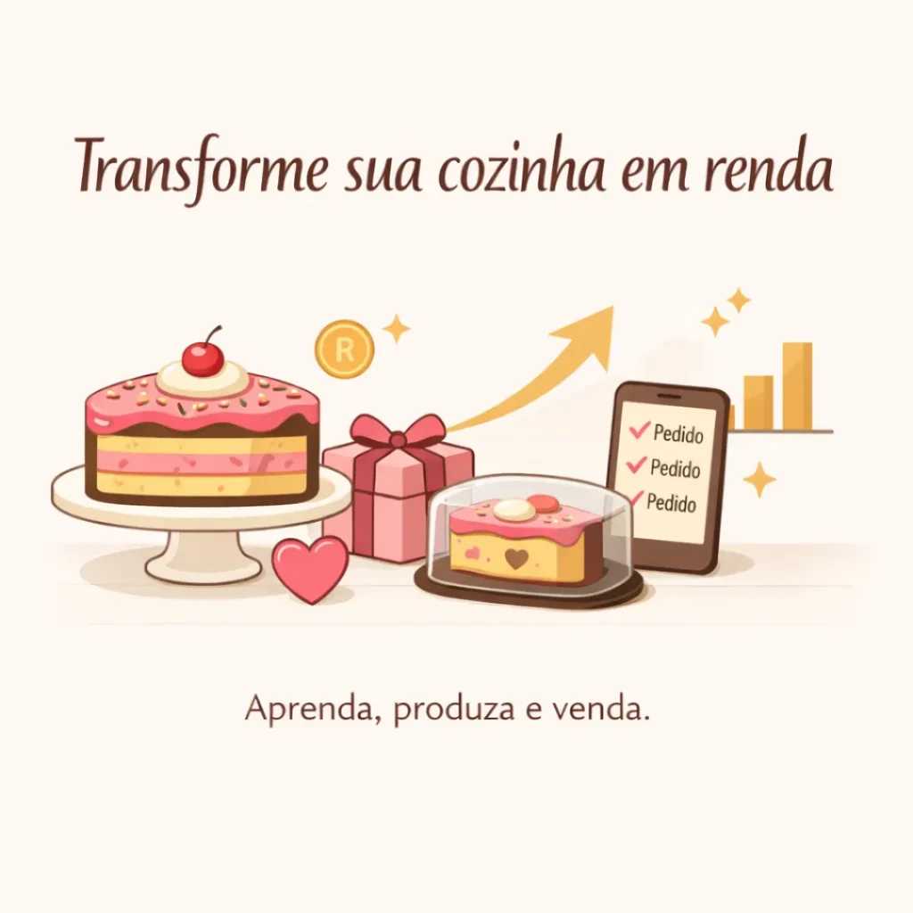 Produção de bolos caseiros para vender trabalhando de casa