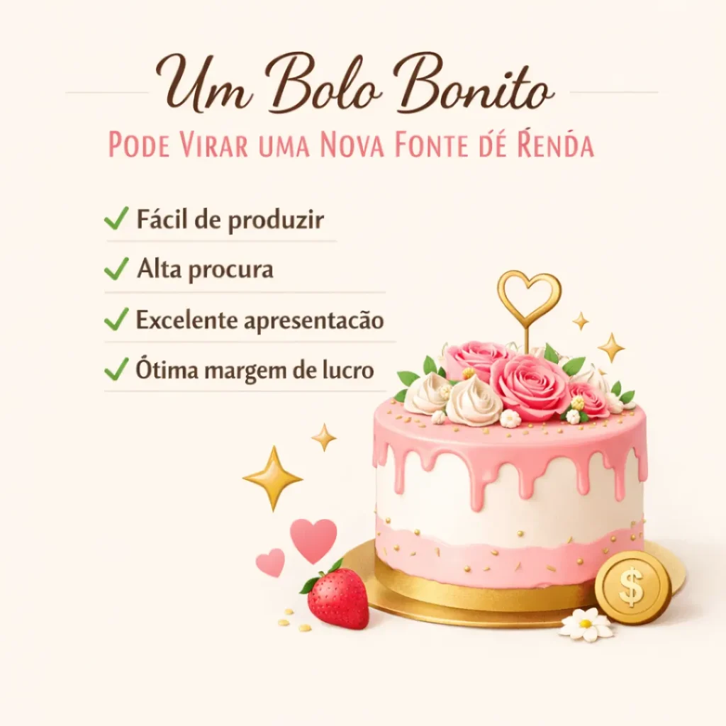 Bolo pra vender caseiro com excelente apresentação e potencial de lucro.
