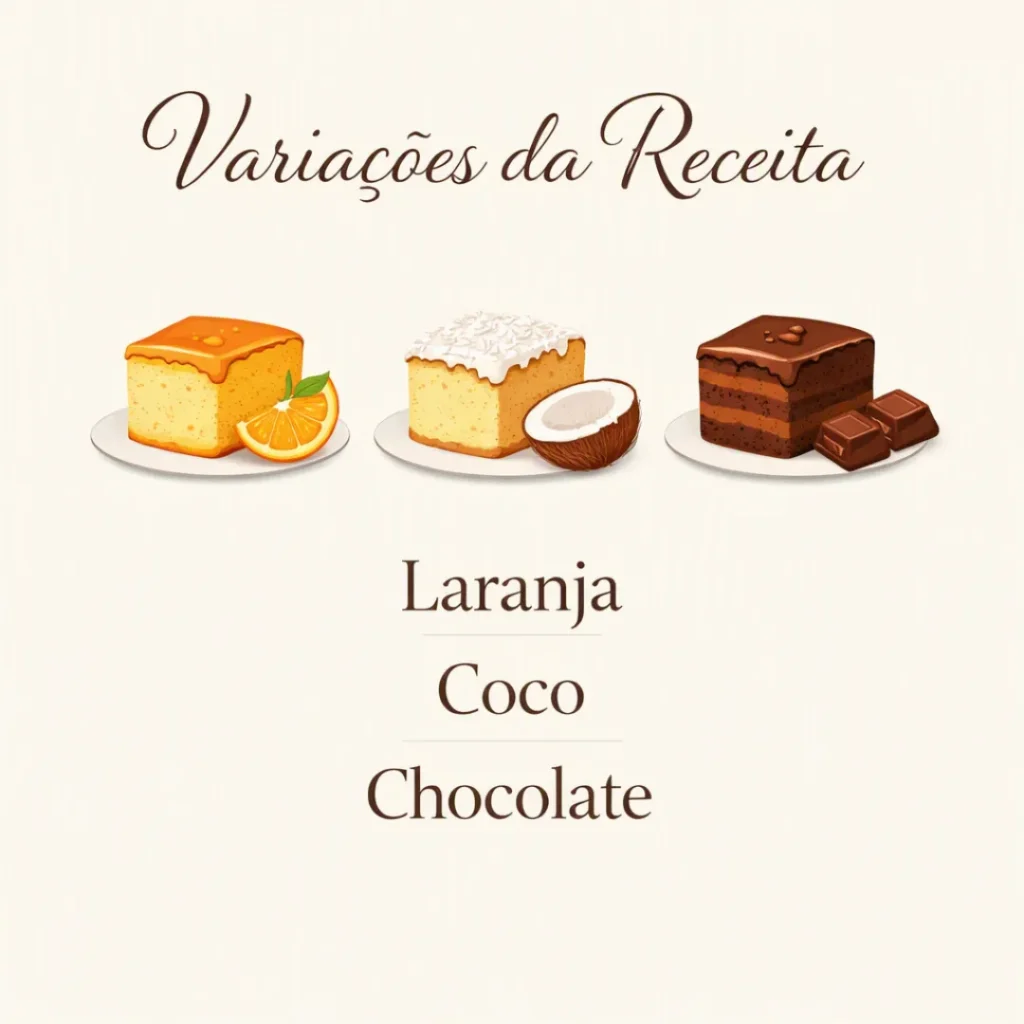Variações de sabores para bolo caseiro simples.