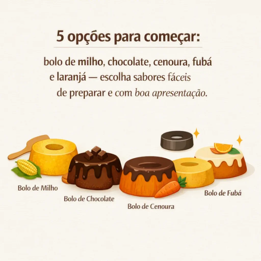 Cinco opções de bolos caseiros para começar a montar o cardápio