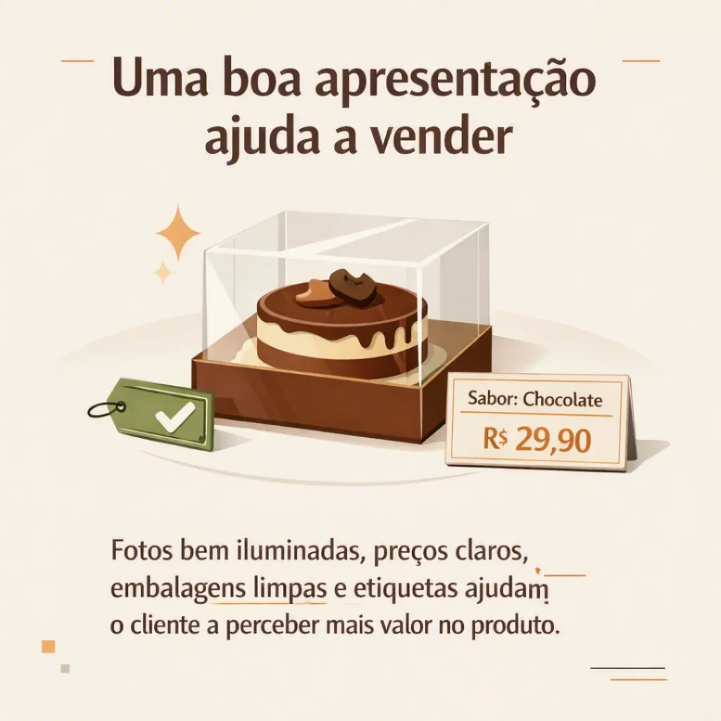 Boa apresentação de bolos caseiros para ajudar nas vendas
