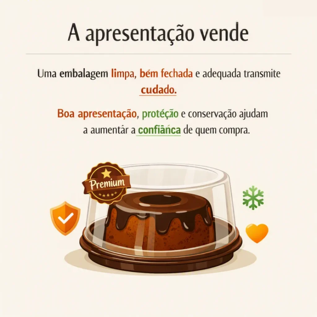 Bolo caseiro bem apresentado e protegido para venda