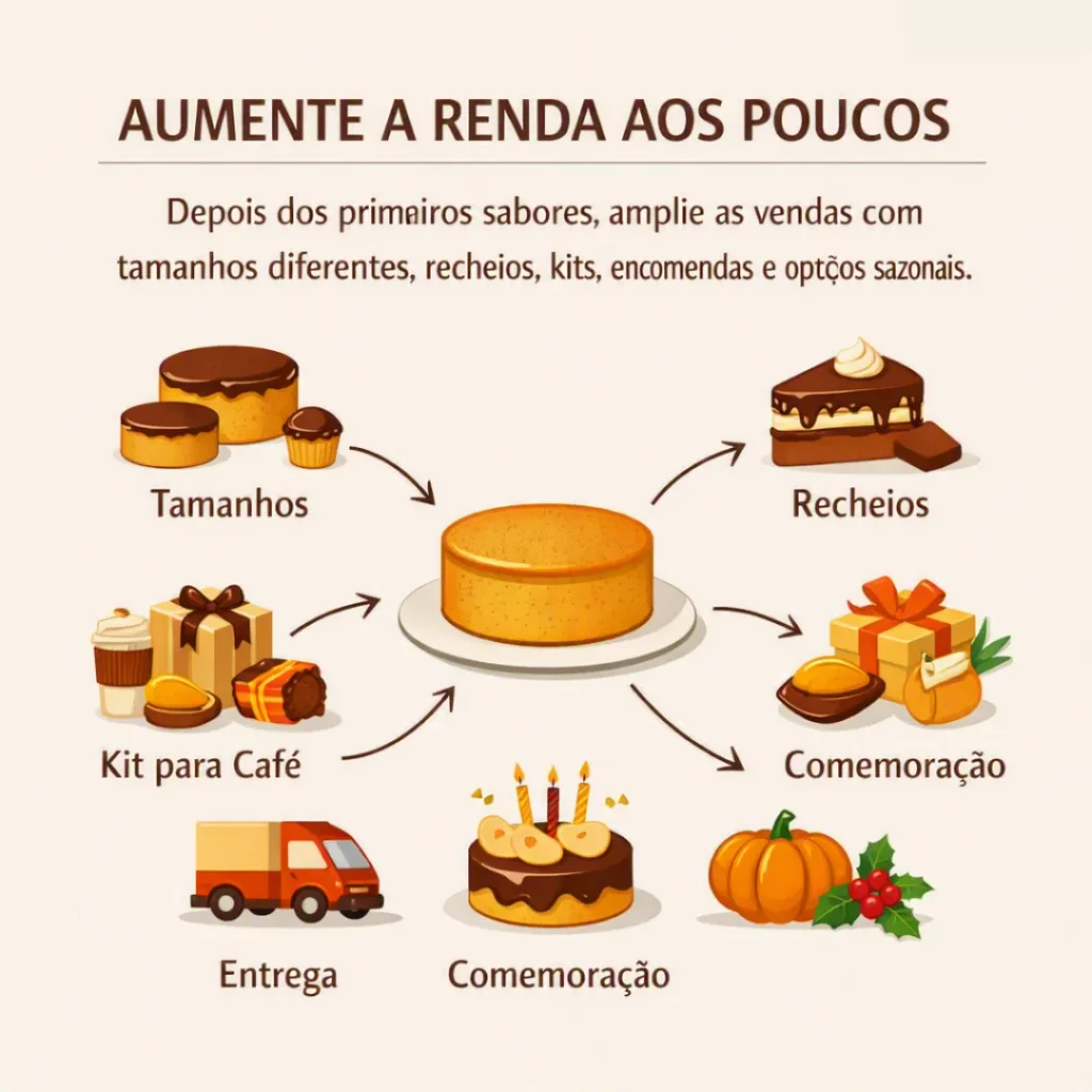 Estratégias para aumentar a renda com diferentes tamanhos, coberturas, recheios e kits de bolos