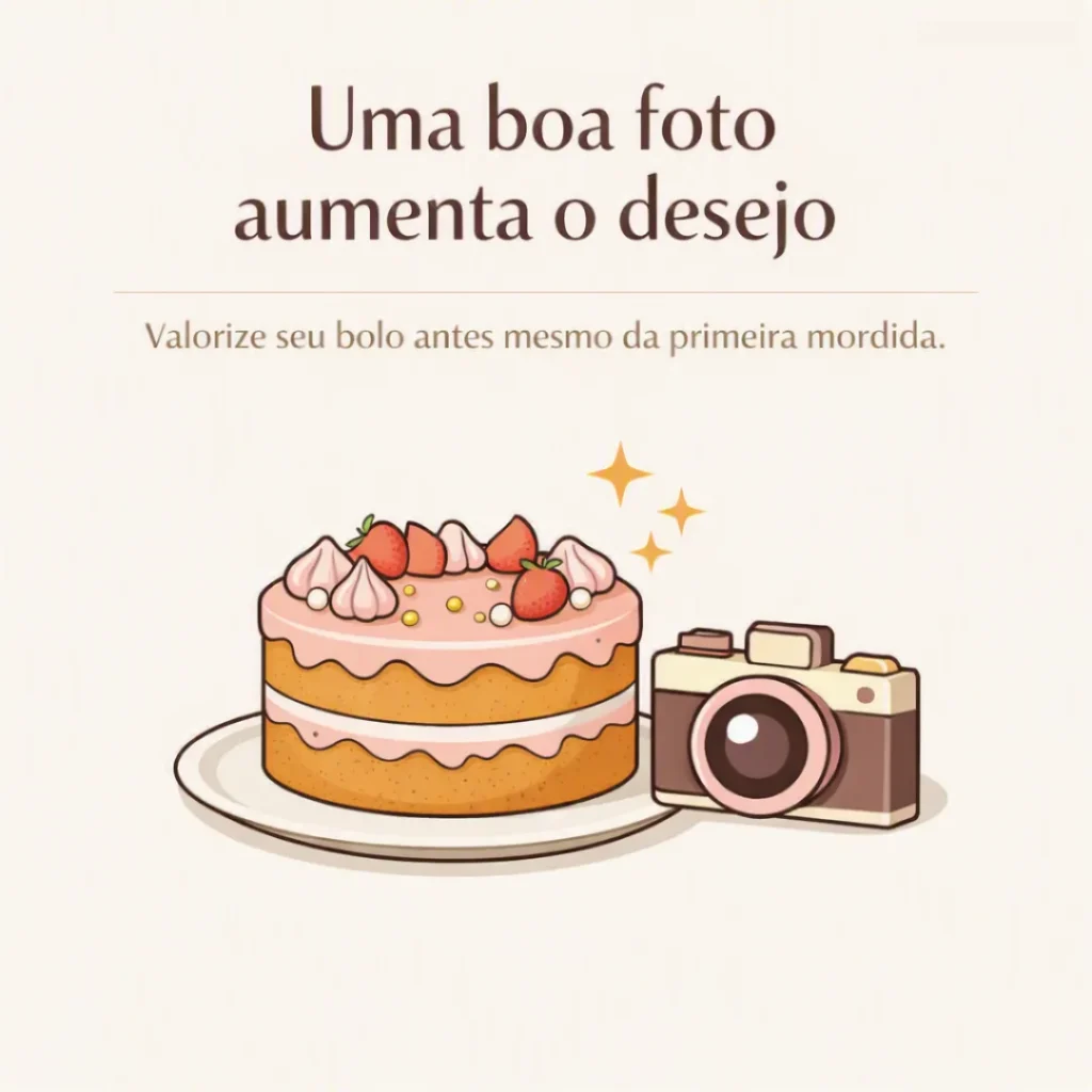 Boa foto aumenta o desejo por bolo caseiro para vender