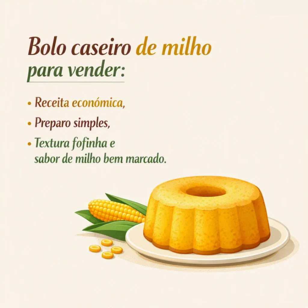Bolo caseiro de milho para vender
