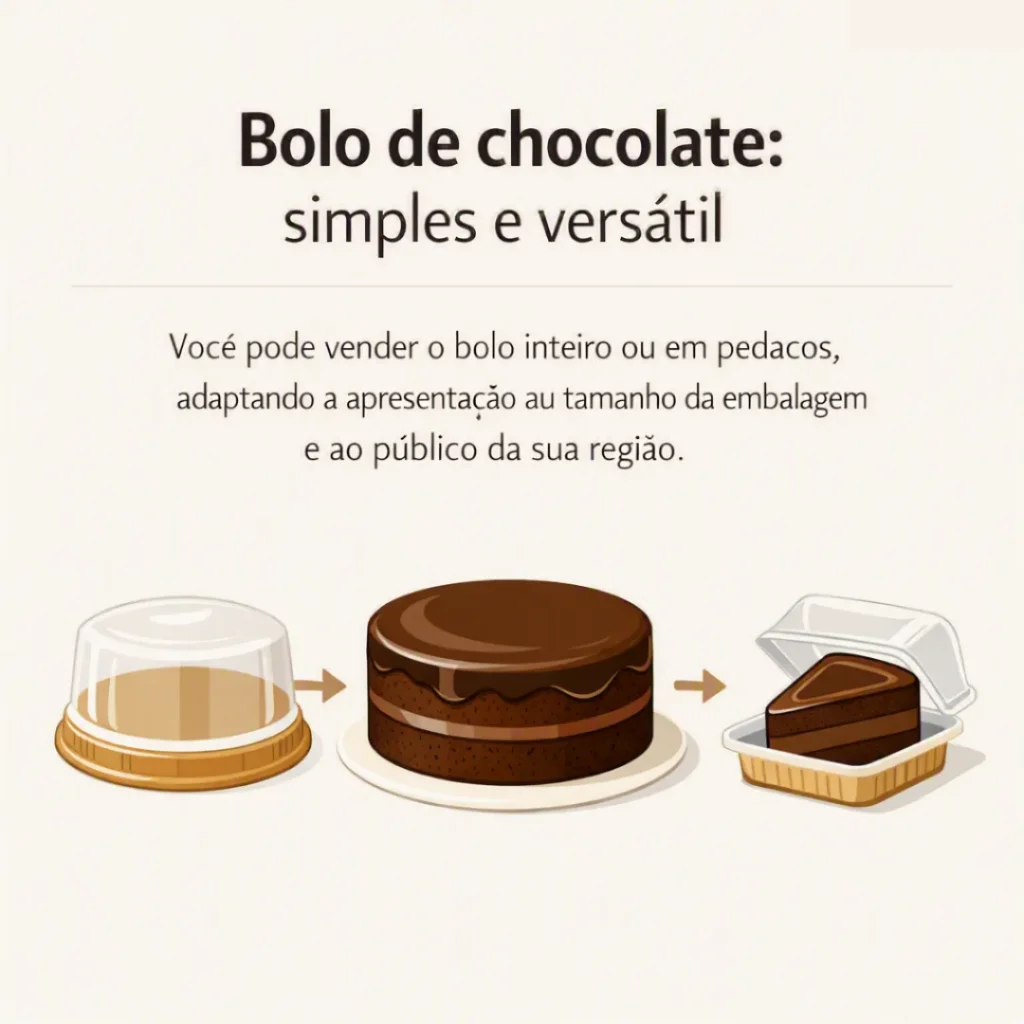 Bolo de chocolate simples preparado para venda