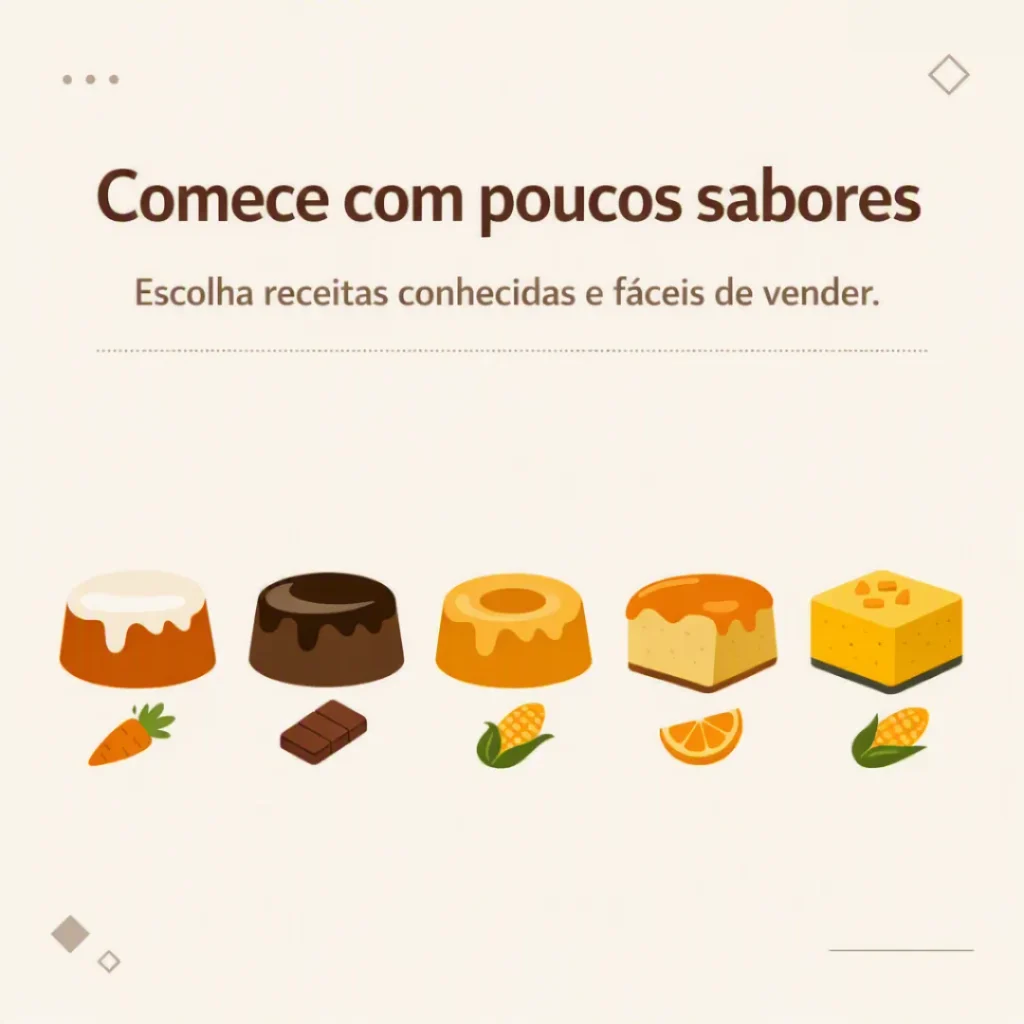 Variedade de bolos caseiros simples e fáceis de vender
