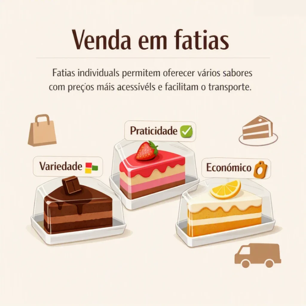 Bolos para vender em fatias com opções de sabores