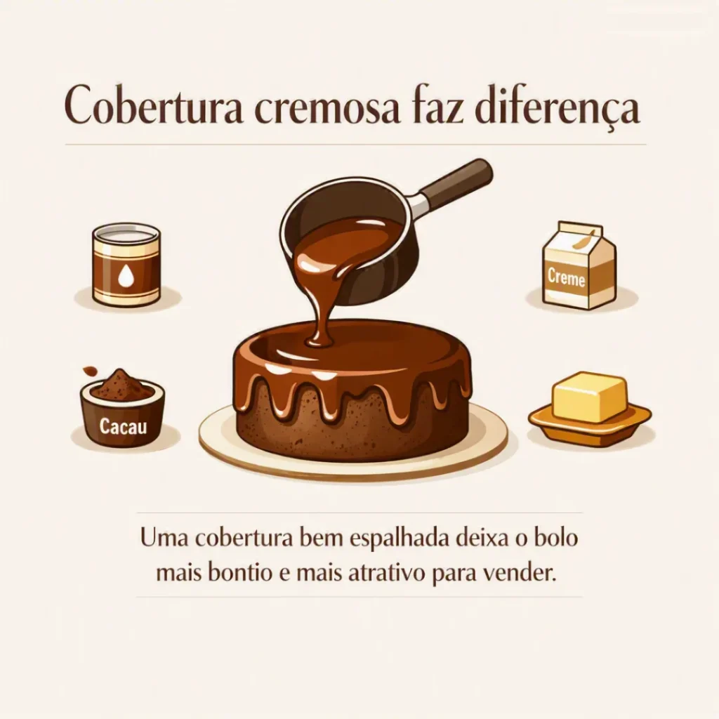 Cobertura cremosa de chocolate para valorizar bolo caseiro