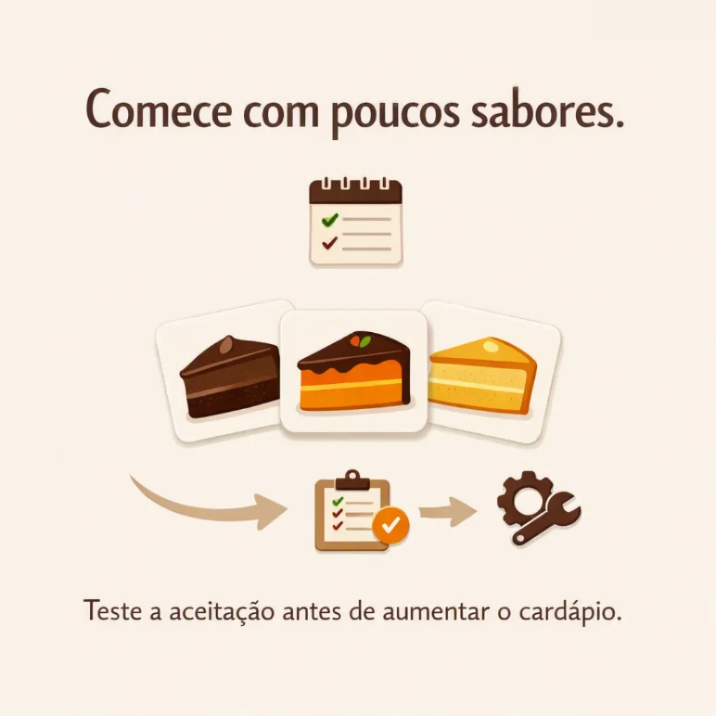 Cardápio de bolos caseiros com poucos sabores