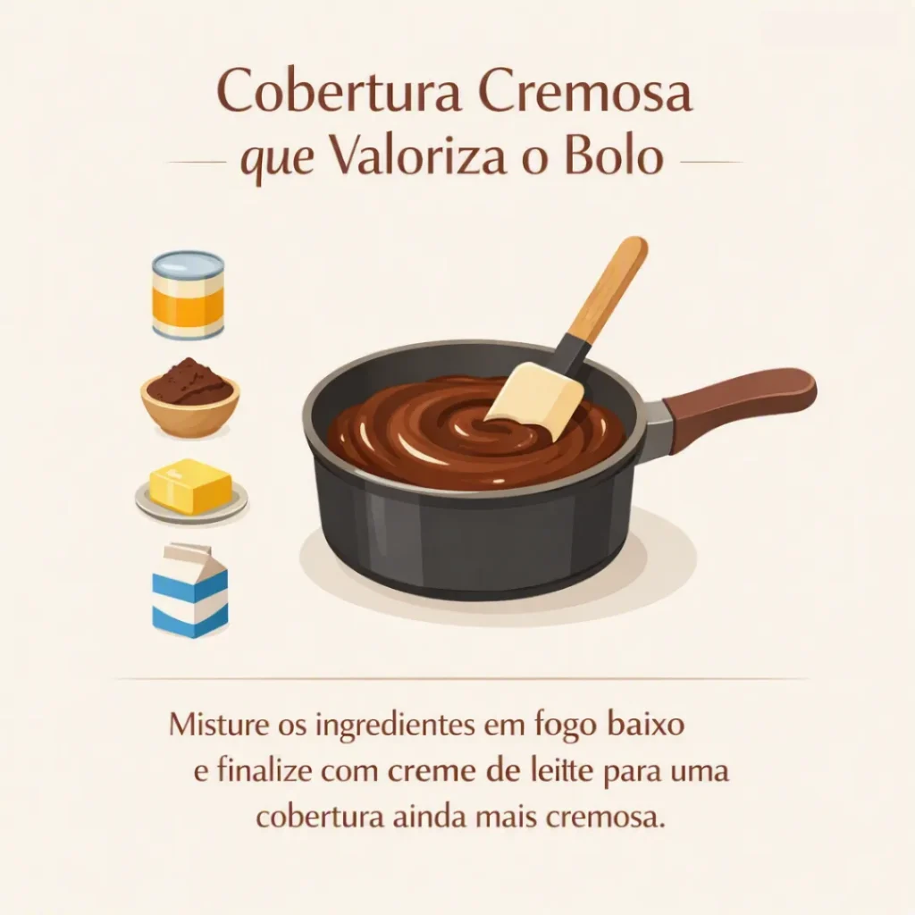 Cobertura cremosa de chocolate para bolo caseiro de cenoura para vender.